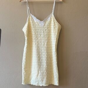Elegant Pale Yellow Lace-Trimmed Slip Dress